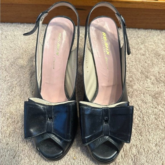 Re-Mix Shoes - Black ReMix “Rita” Peep-Toe Slingback Heels shoe rockabilly
